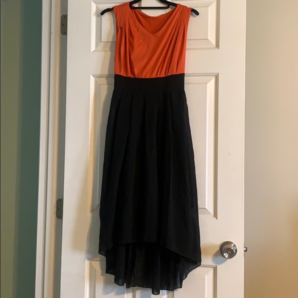 High/Low Dress Size L Orange & Black